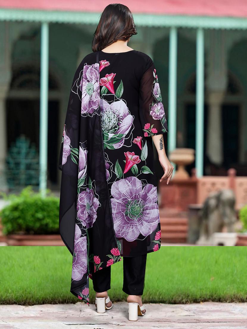 women embroidered three quarter sleeve kurta pant with dupatta set - 22011423 - Standard Image - 3