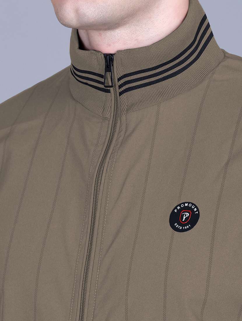 men solid long sleeve windcheater bomber jacket - 22011430 -  Standard Image - 3