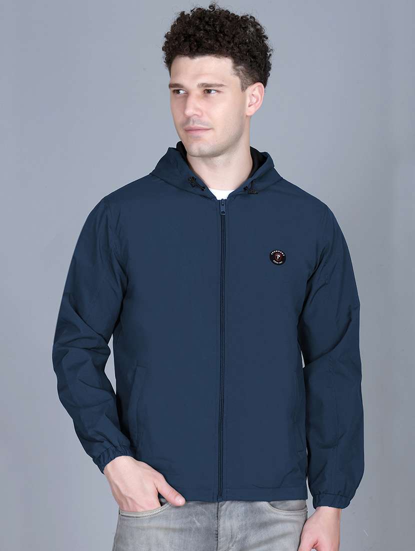 men solid long sleeve lightweight windcheater hooded jacket - 22011439 - Zoom Image - 0