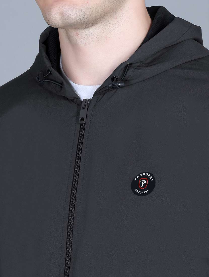 men solid long sleeve lightweight windcheater hooded jacket - 22011440 -  Standard Image - 3