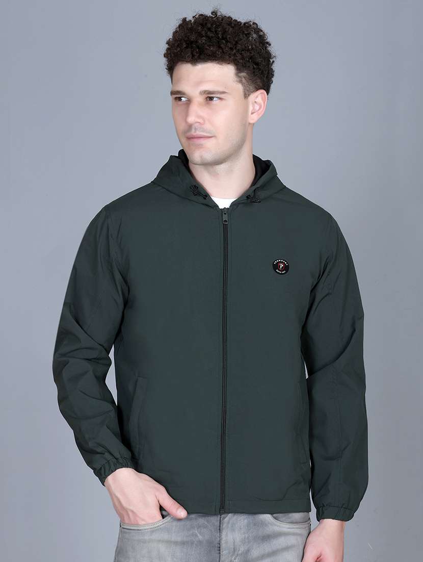 men solid long sleeve lightweight windcheater hooded jacket - 22011441 -  Zoom Image - 0