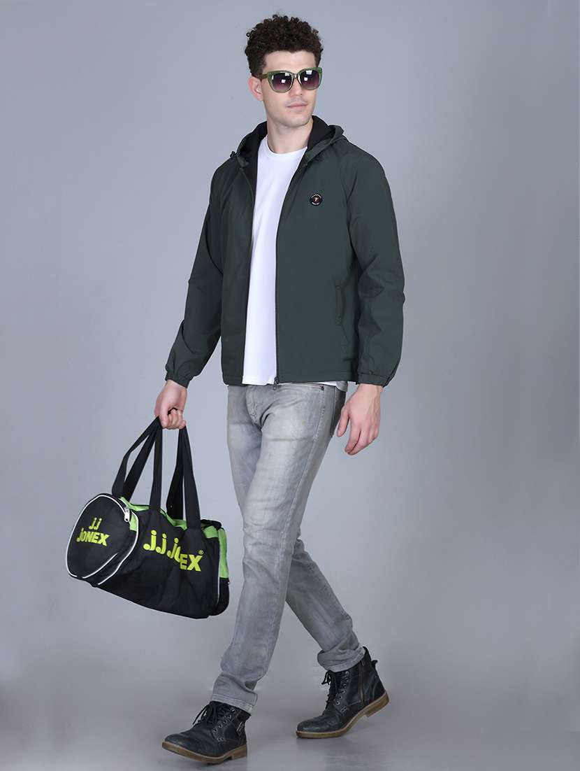 men solid long sleeve lightweight windcheater hooded jacket - 22011441 - Standard Image - 3
