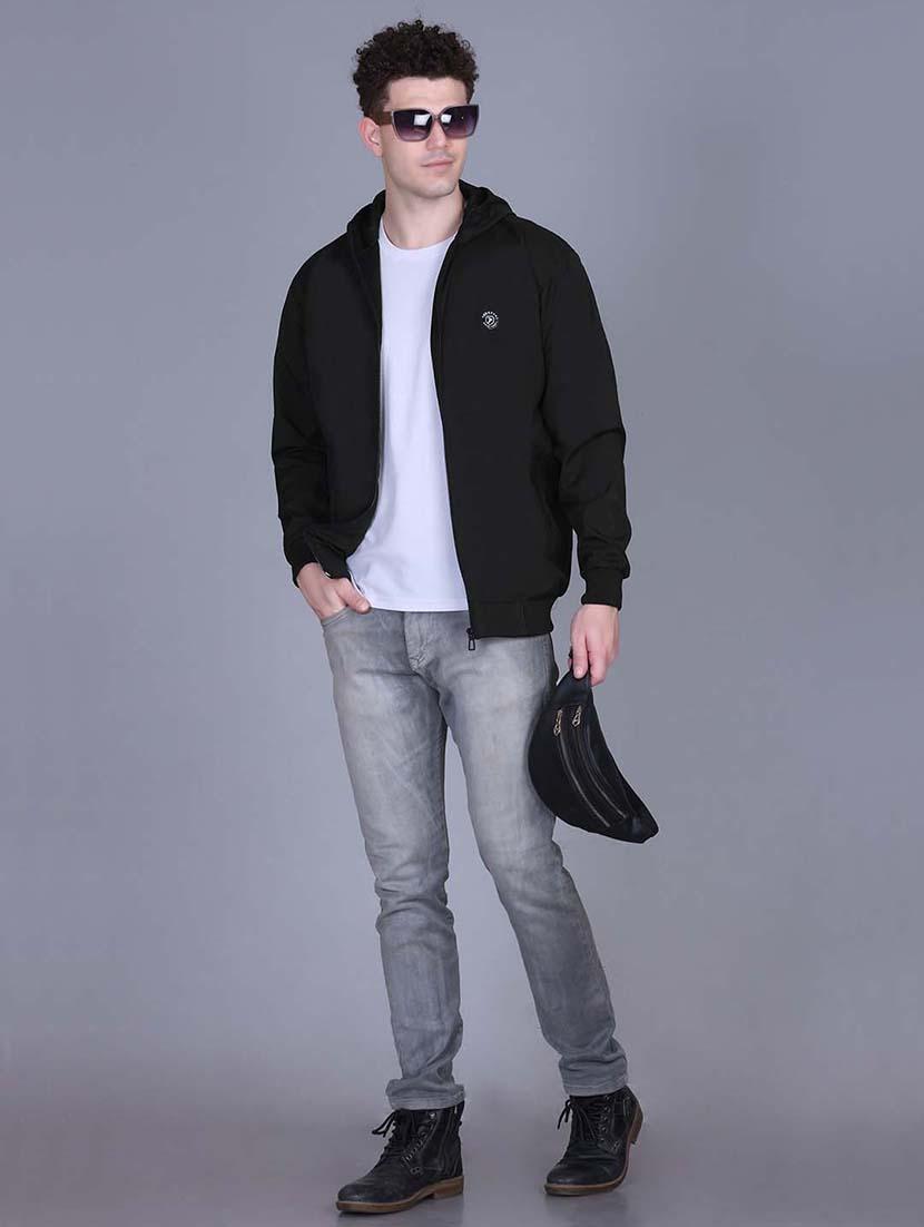 men solid long sleeve lightweight windcheater hooded jacket - 22011444 - Standard Image - 3