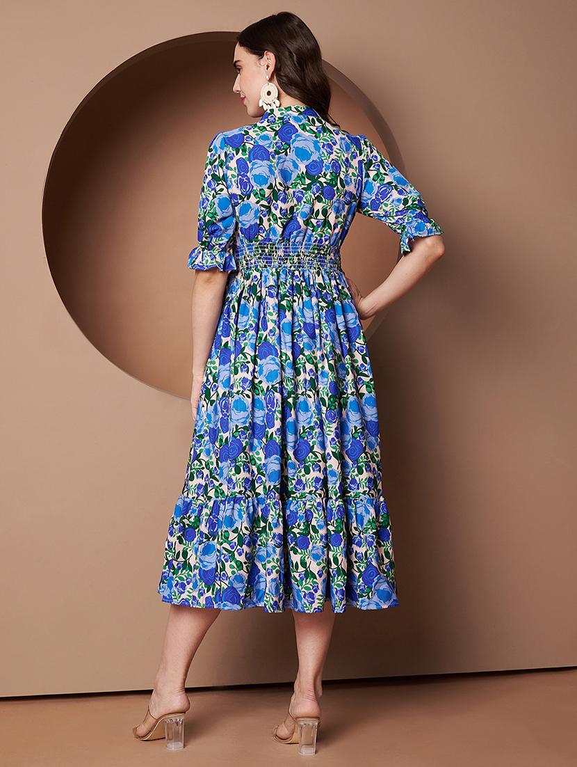 women floral print three quarter sleeve tiered dress - 22011450 - Standard Image - 5