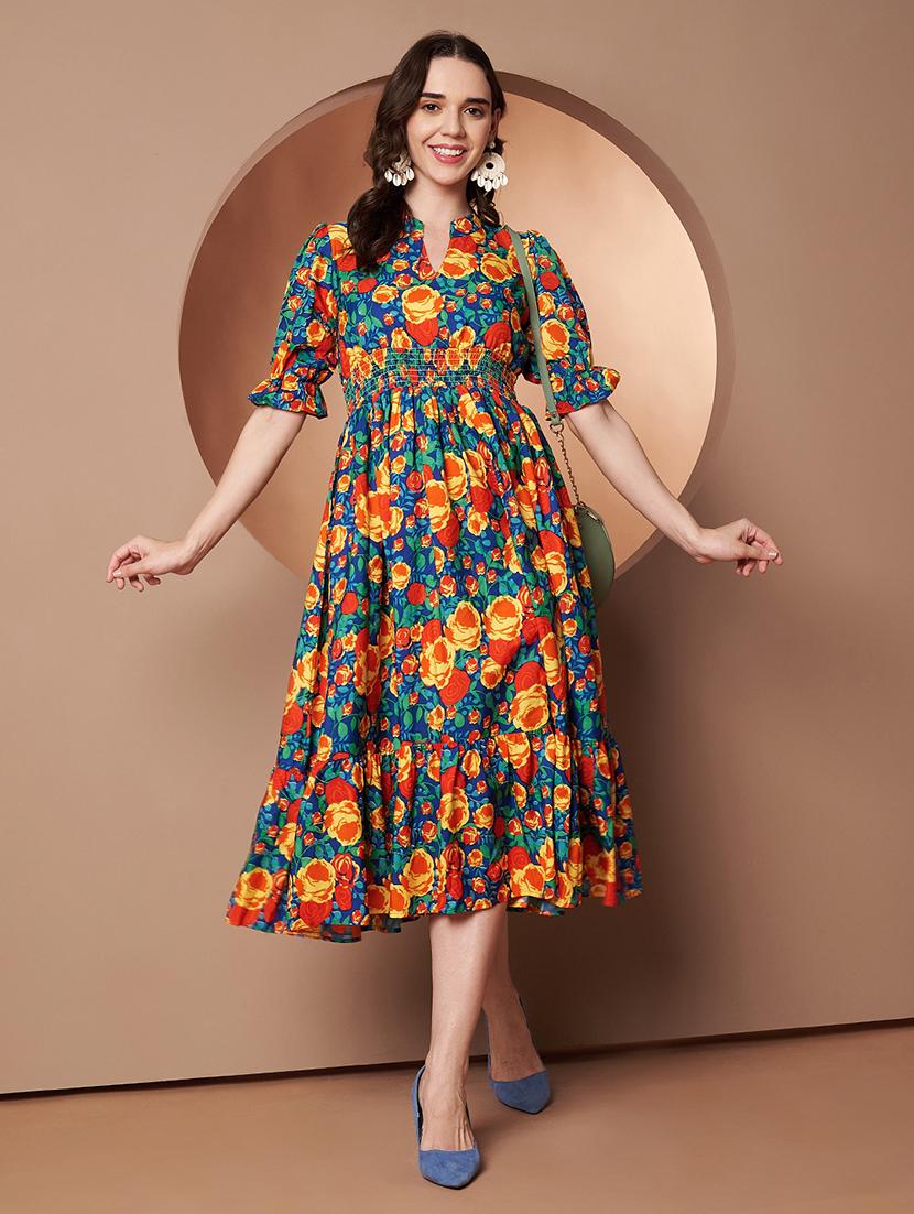 women floral print puff sleeve tiered dress - 22011451 - Standard Image - 3