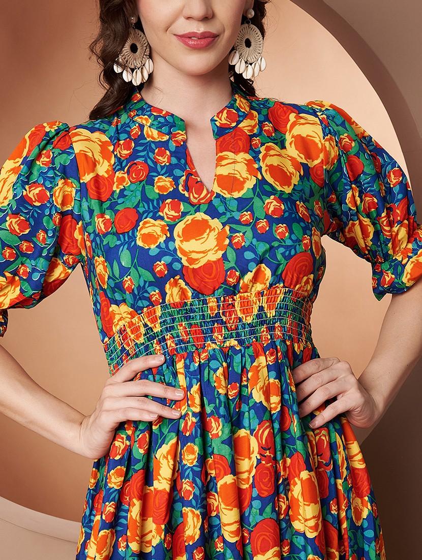 women floral print puff sleeve tiered dress - 22011451 - Standard Image - 5