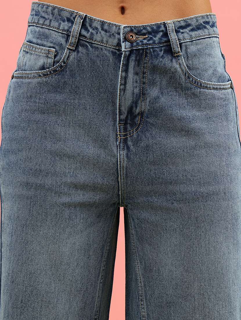 women solid mid rise wide leg jean - 22011476 -  Standard Image - 5