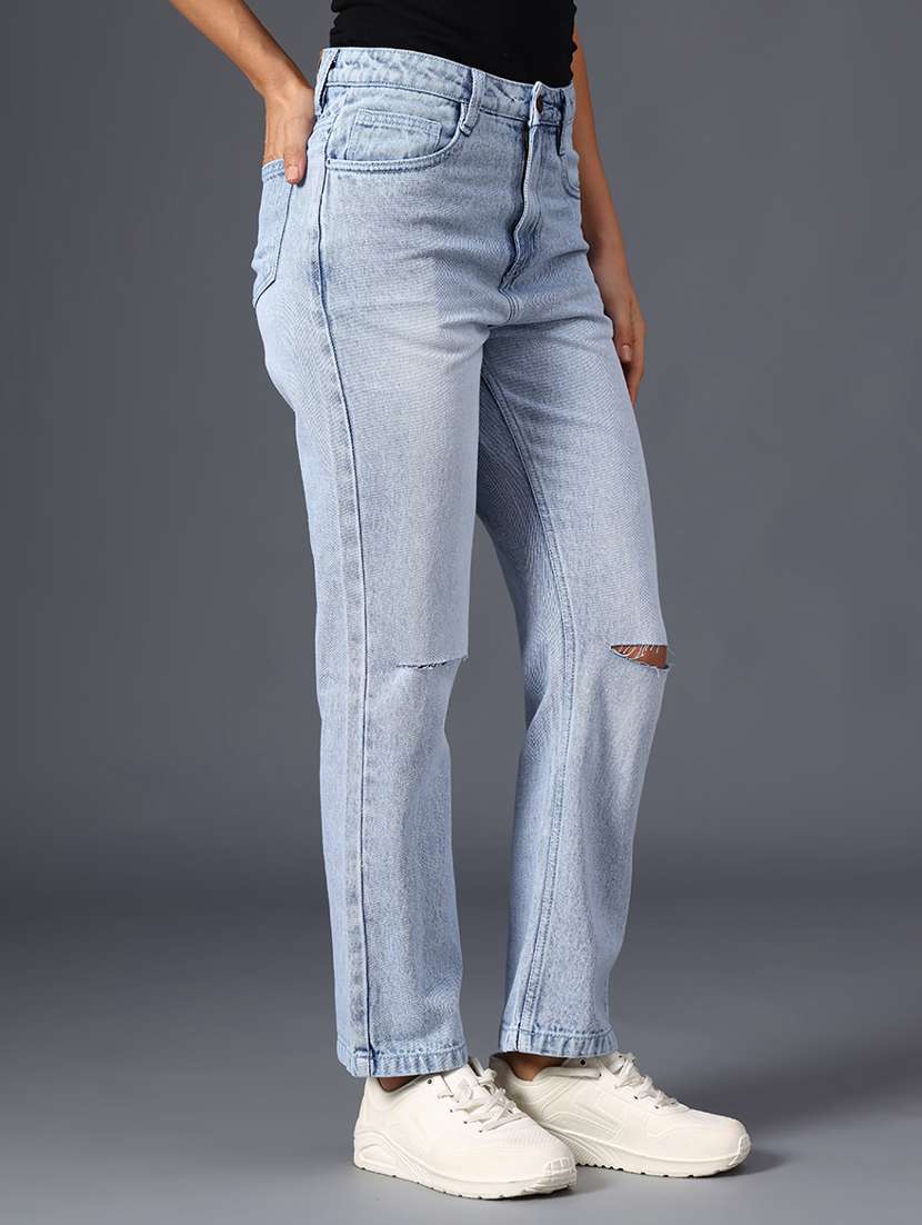 women solid mid rise slash knee jean - 22011508 -  Standard Image - 3