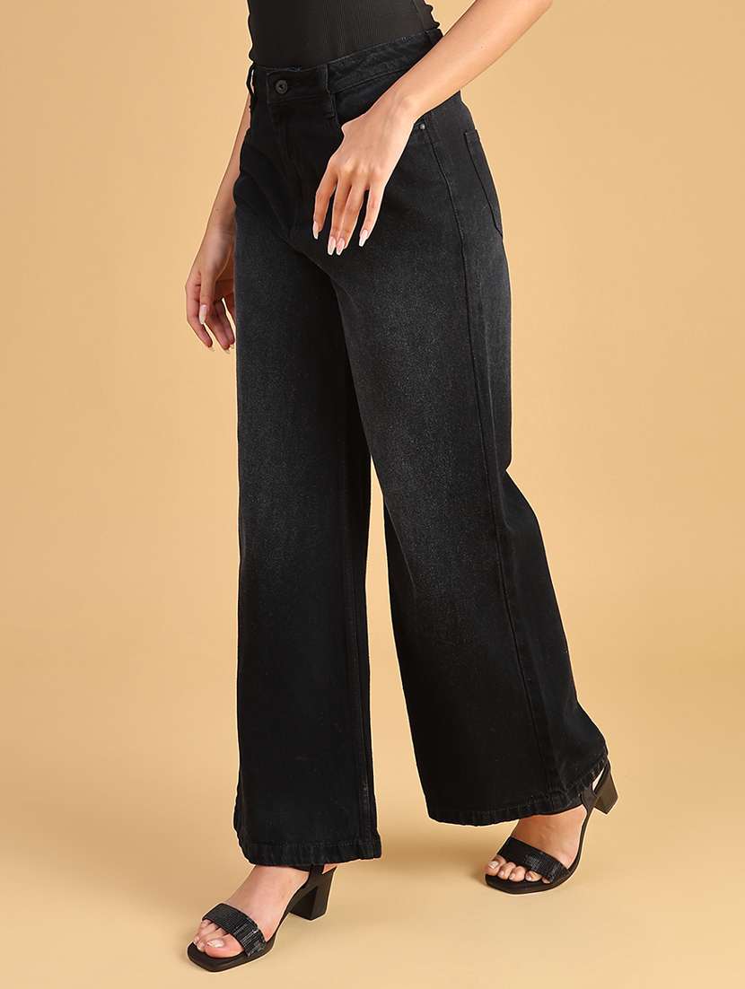 women solid high rise wide leg jean - 22011509 -  Standard Image - 3