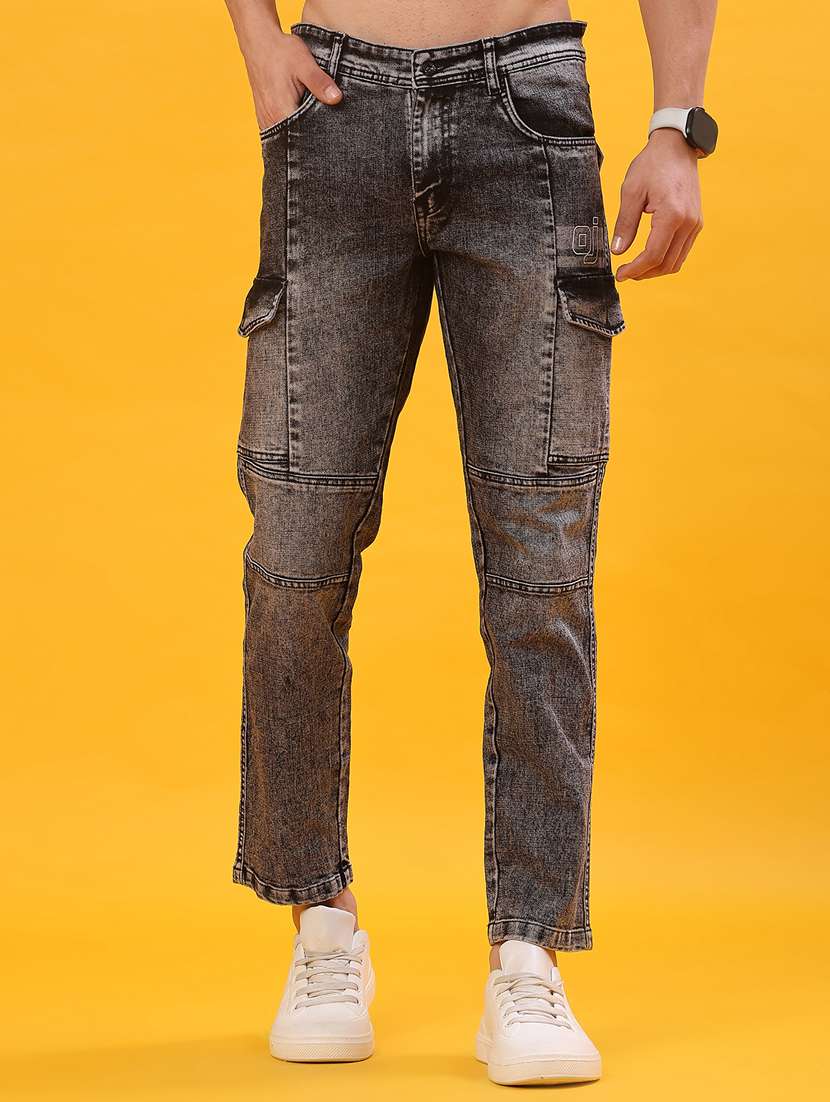 men solid mid rise cargo