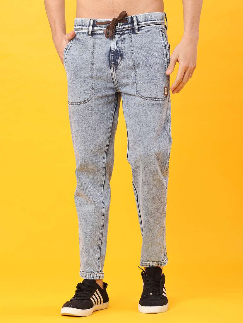 men solid mid rise slim fit jean