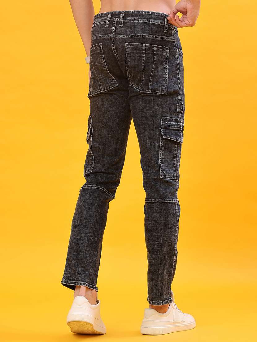 men solid mid rise regular fit cargo - 22011610 -  Standard Image - 3