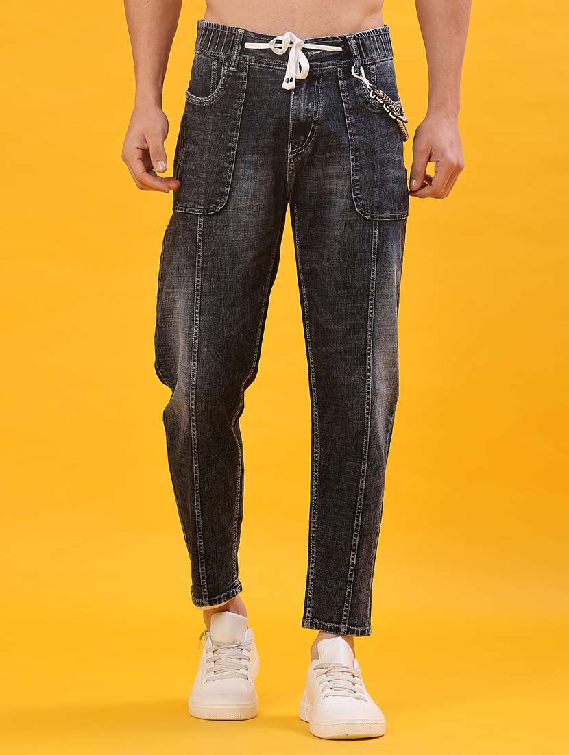 men solid mid rise slim fit jean