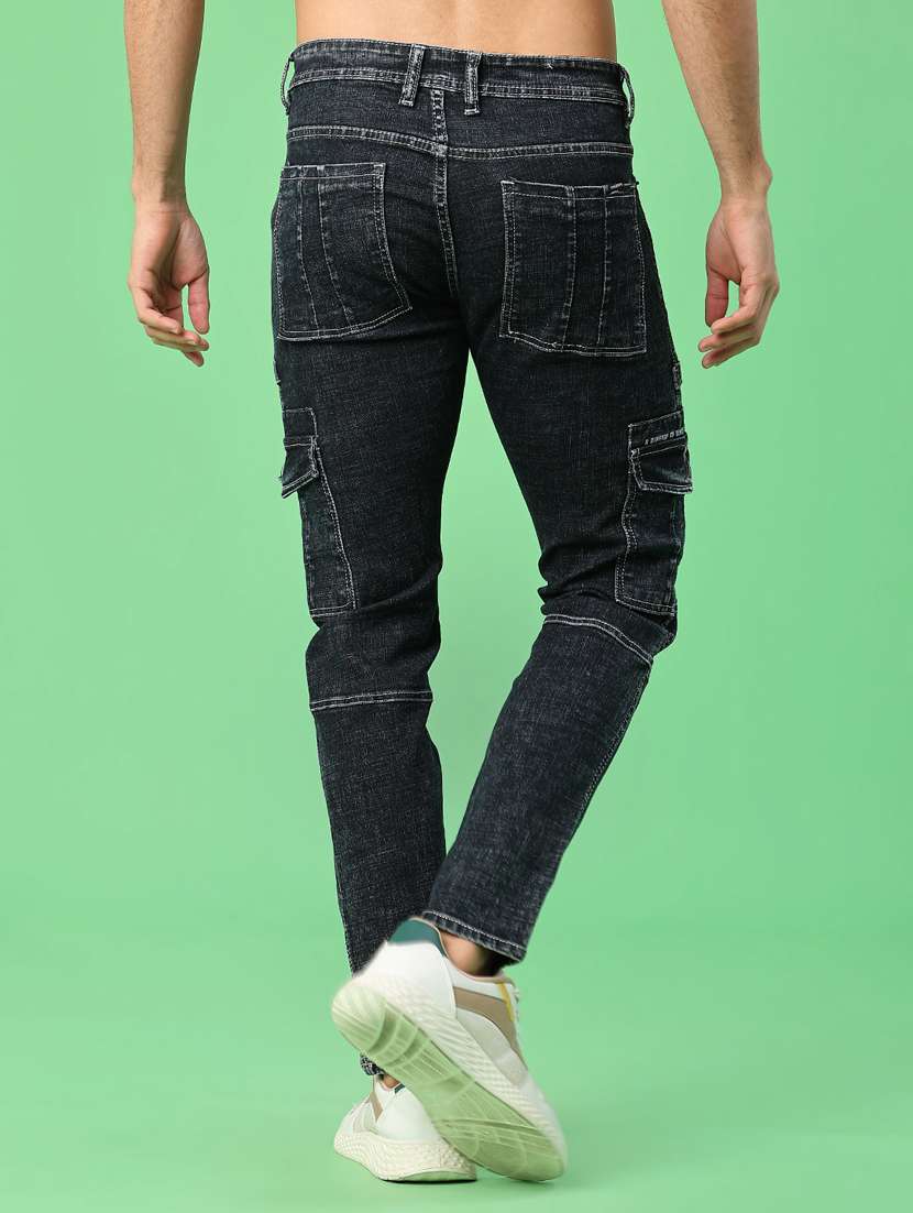 men solid mid rise regular fit cargo - 22011612 -  Standard Image - 3