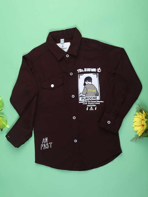 boys placement print long sleeve casual shirt - 22011638 -  Standard Image - 0