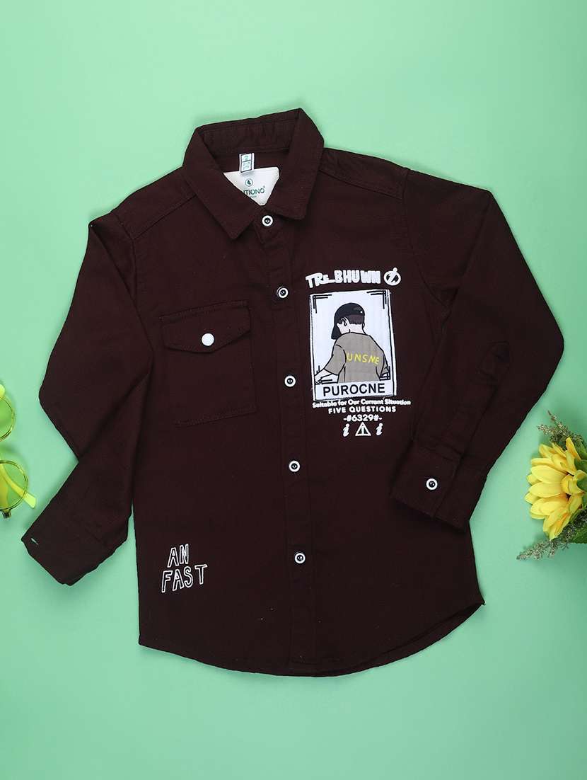 boys placement print long sleeve casual shirt