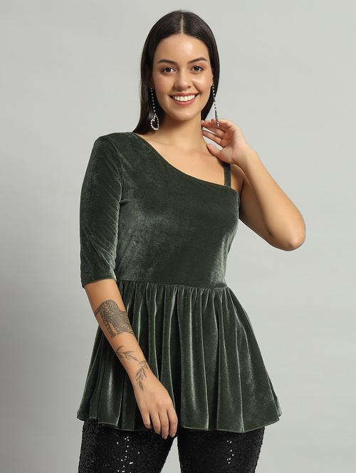 women spod singlr shoulder peplum top - 22011781 -  Standard Image - 0
