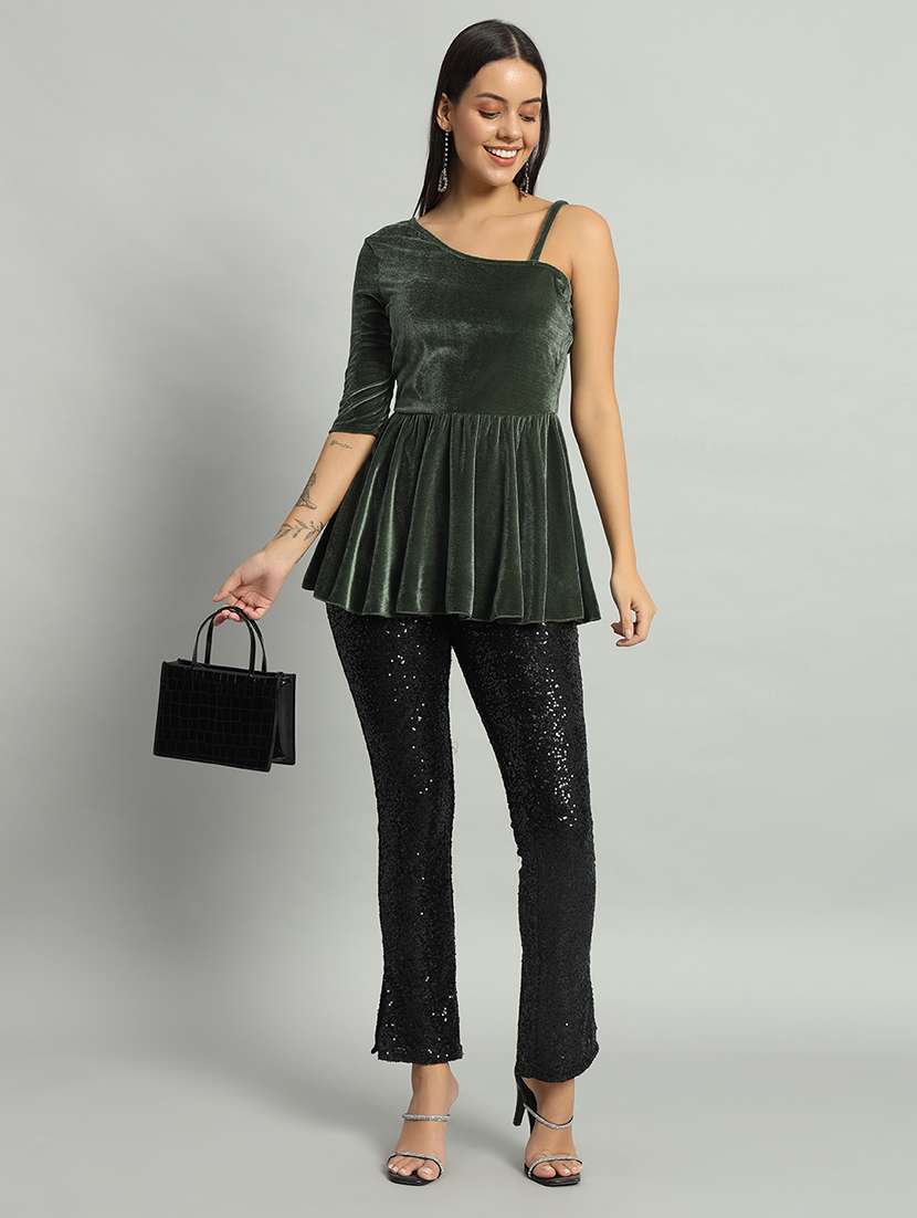 women spod singlr shoulder peplum top - 22011781 - Standard Image - 5