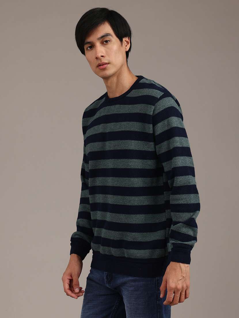 men striped long sleeve regular fit pullover  - 22011787 -  Standard Image - 3
