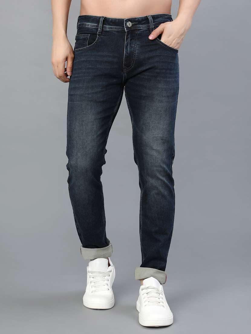 men solid mid rise slim fit jean