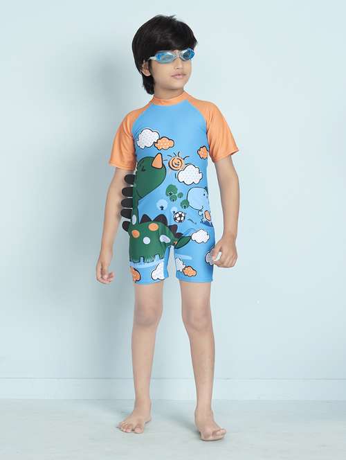 boys printed sports wear round neck swimsuit - 22011976 - Standard Image - 0