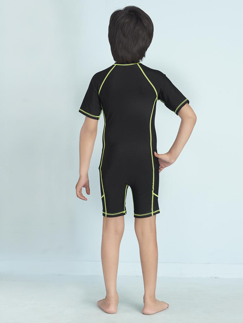 boys solid sports wear round neck swimsuit - 22011978 - Standard Image - 3