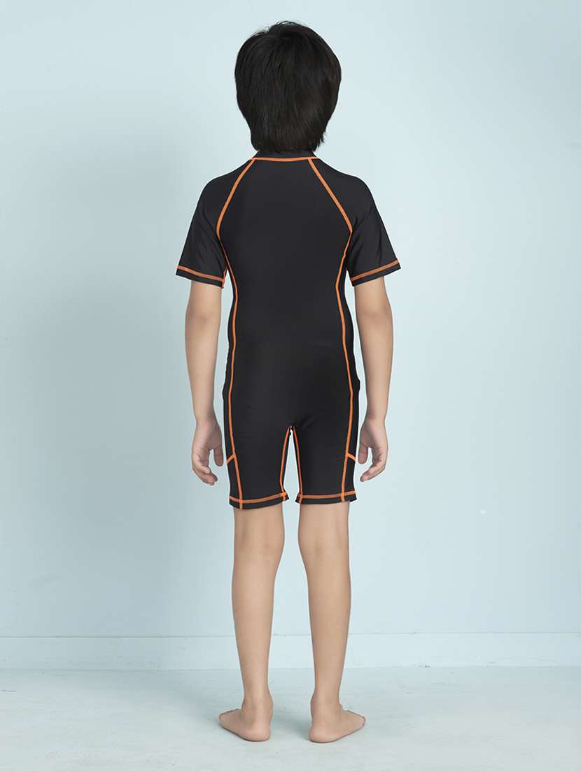 boys solid sports wear round neck swimsuit - 22011979 - Standard Image - 3