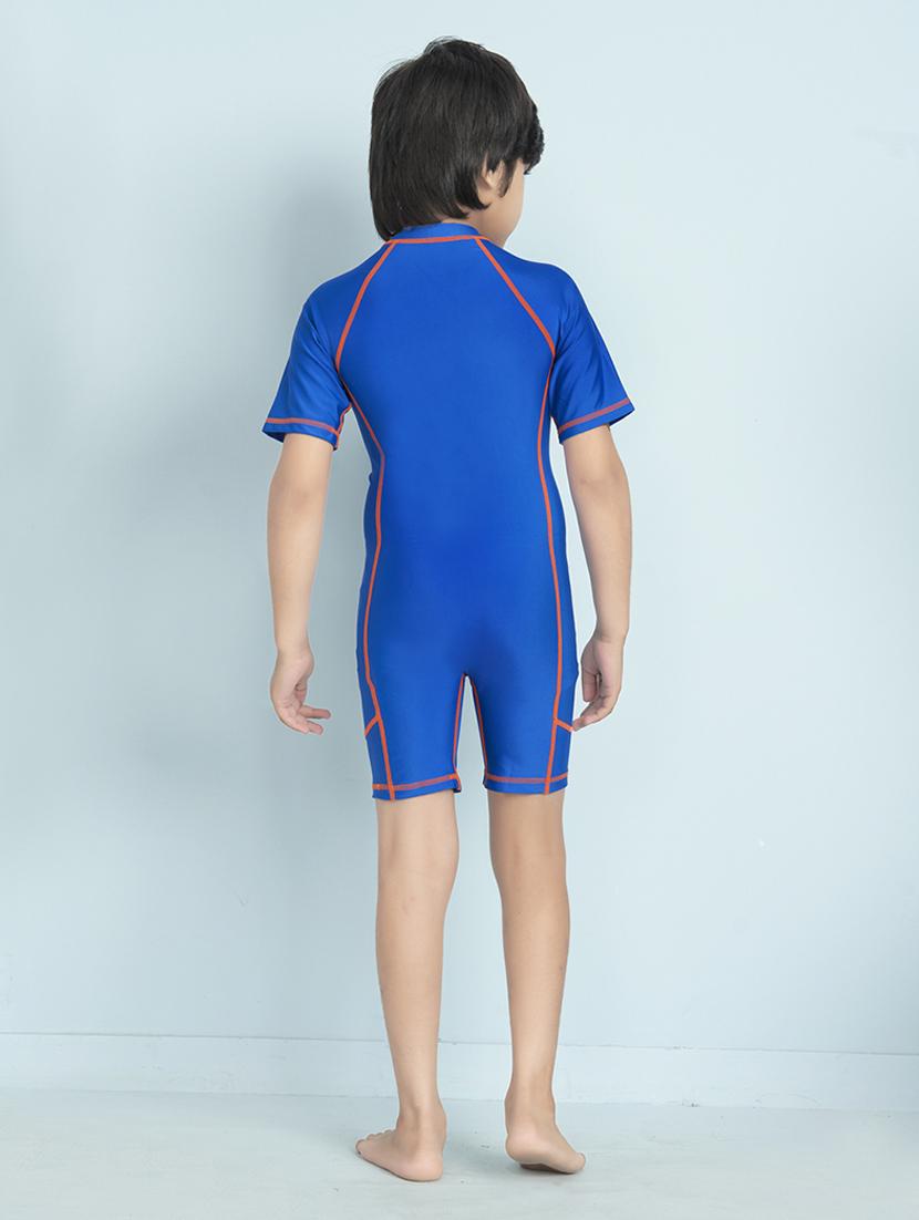 boys solid sports wear round neck swimsuit - 22011980 - Standard Image - 3