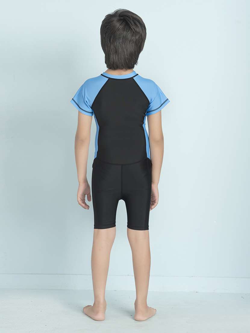 boys color block sports wear round neck swimsuit - 22011982 -  Standard Image - 3