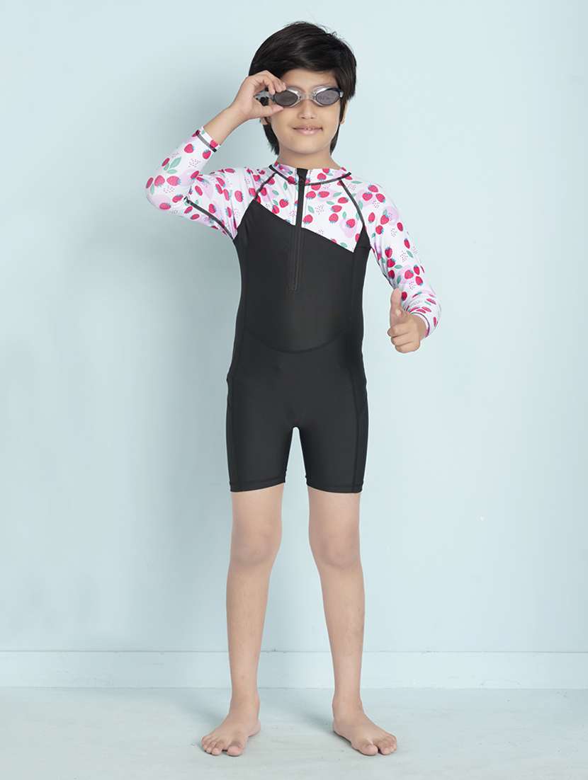 boys printed sports wear round neck swimsuit - 22011984 -  Zoom Image - 0