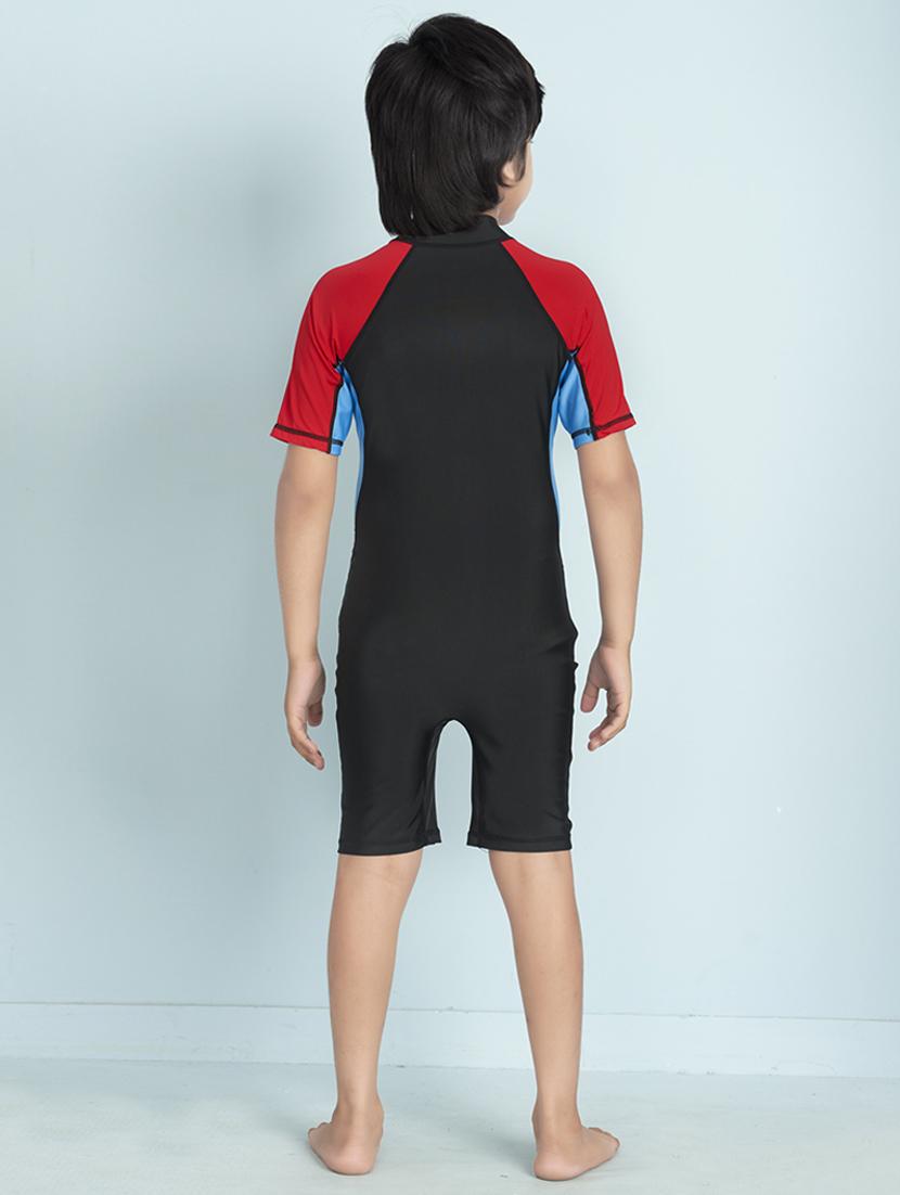 boys color block sports wear round neck swimsuit - 22011985 - Standard Image - 3