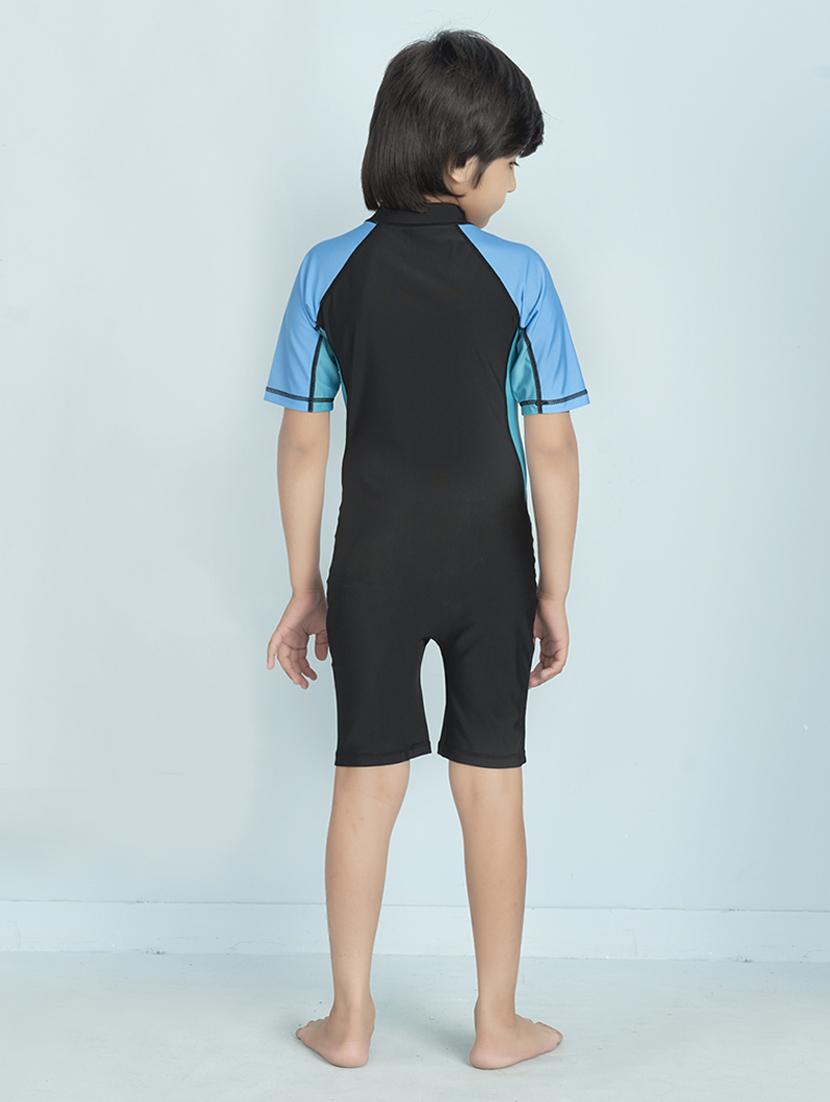 boys color block sports wear round neck swimsuit - 22011986 - Standard Image - 3