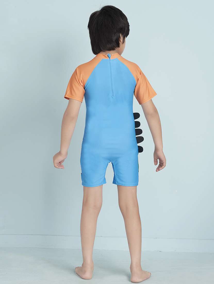 boys printed sports wear round neck swimsuit with goggles - 22011989 - Standard Image - 3