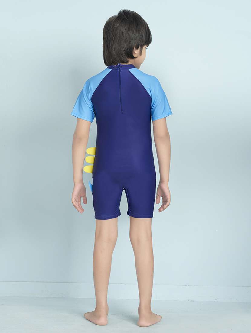 boys printed sports wear round neck swimsuit with goggles - 22011990 - Standard Image - 3