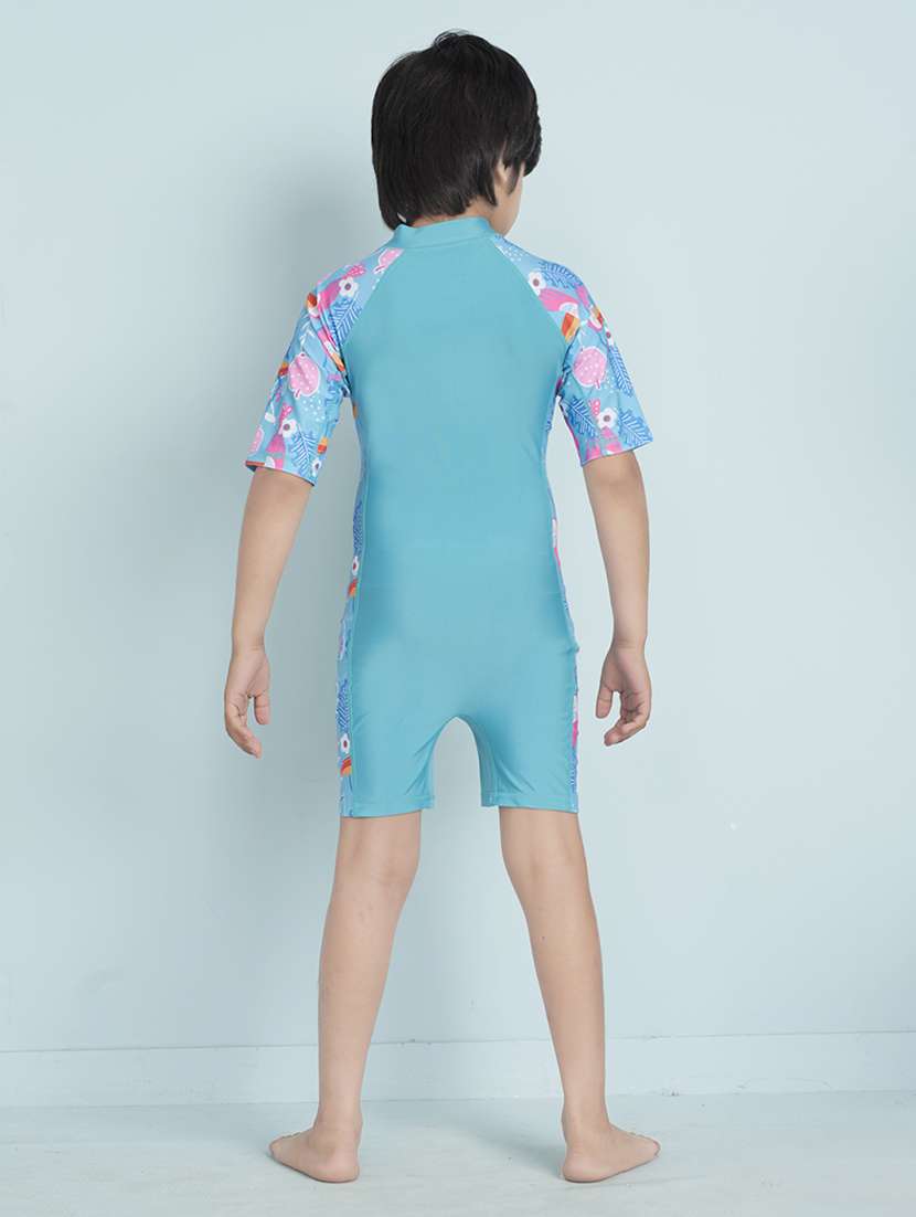 boys printed sports wear round neck swimsuit with goggles - 22011998 - Standard Image - 3