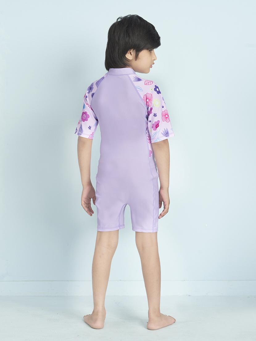 boys printed sports wear round neck swimsuit with goggles - 22011999 - Standard Image - 3