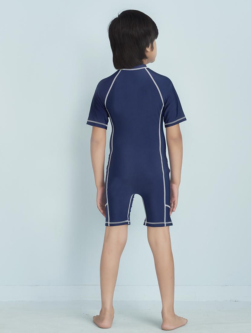 boys solid sports wear round neck swimsuit - 22012000 - Standard Image - 3