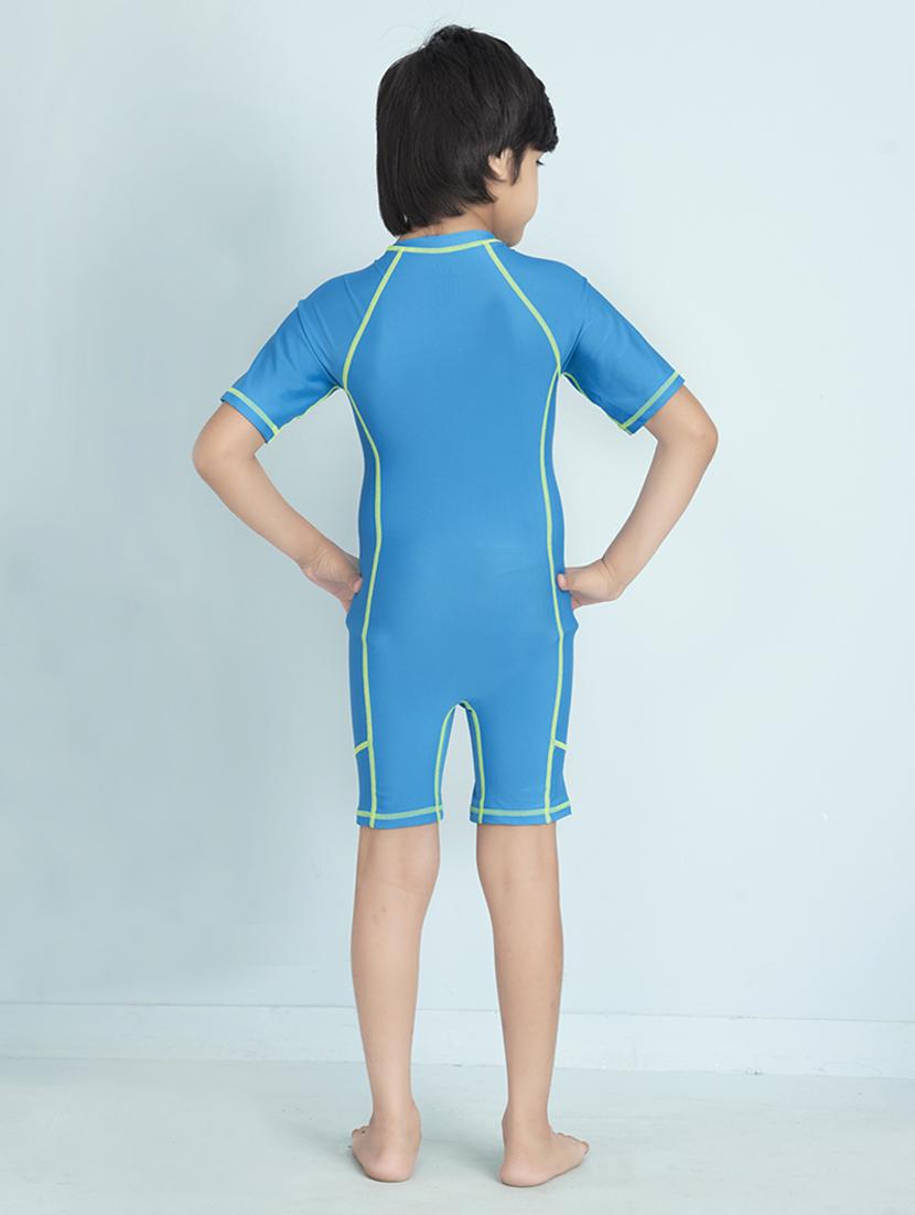 boys solid sports wear round neck swimsuit - 22012001 - Standard Image - 3