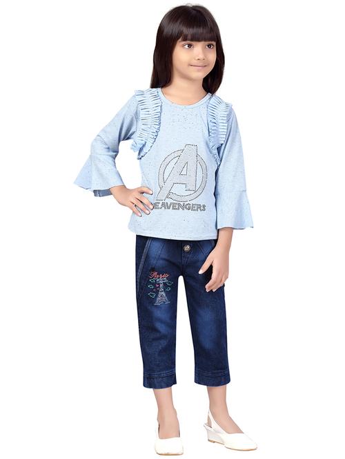 gilrs printed top and trouser co-ord set - 22012010 - Standard Image - 0