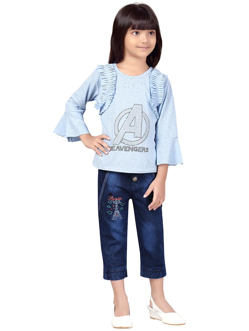 gilrs printed top and trouser co-ord set - 22012010 - Zoom Image - 0