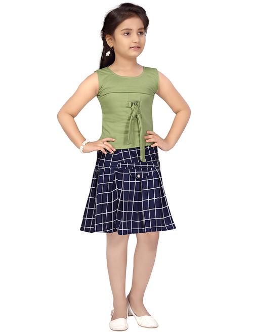 girls checkered top and skirt co-ord set - 22012013 -  Standard Image - 0