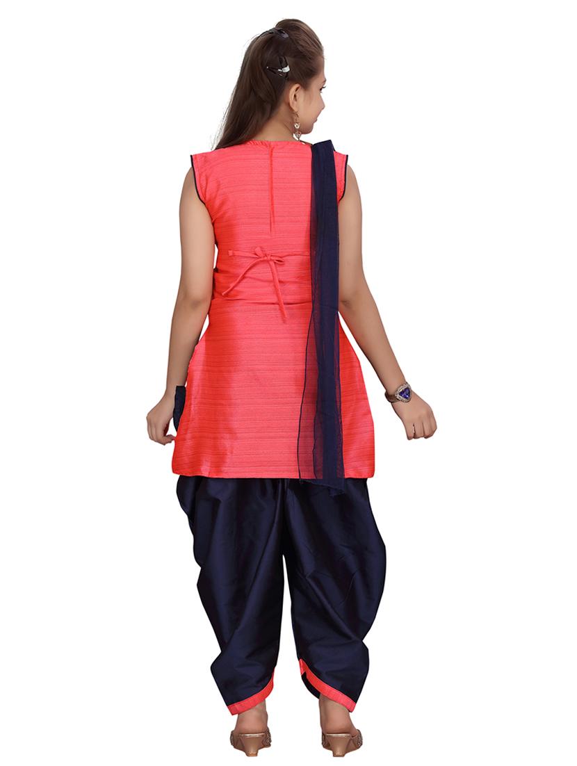 girls embroidered sleeveless kurta salwar suit set - 22012016 - Standard Image - 3