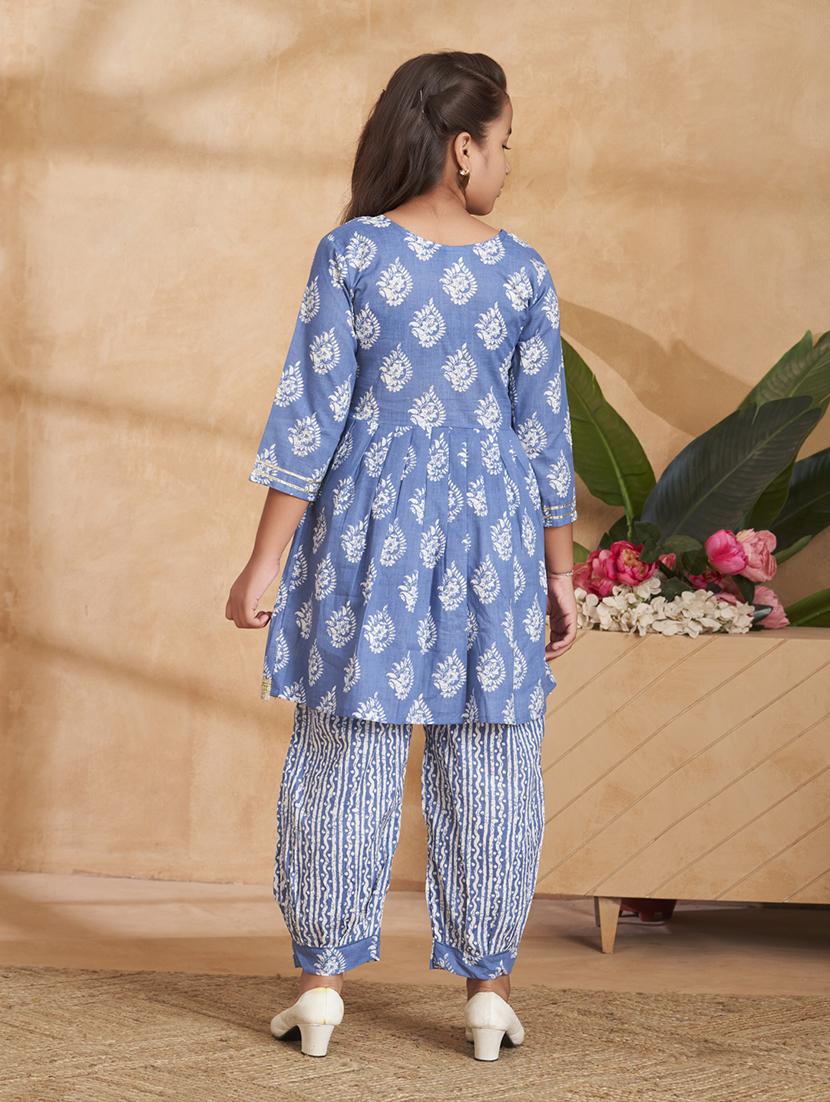 girls embroidered three quarter sleeve suit set - 22012024 - Standard Image - 3