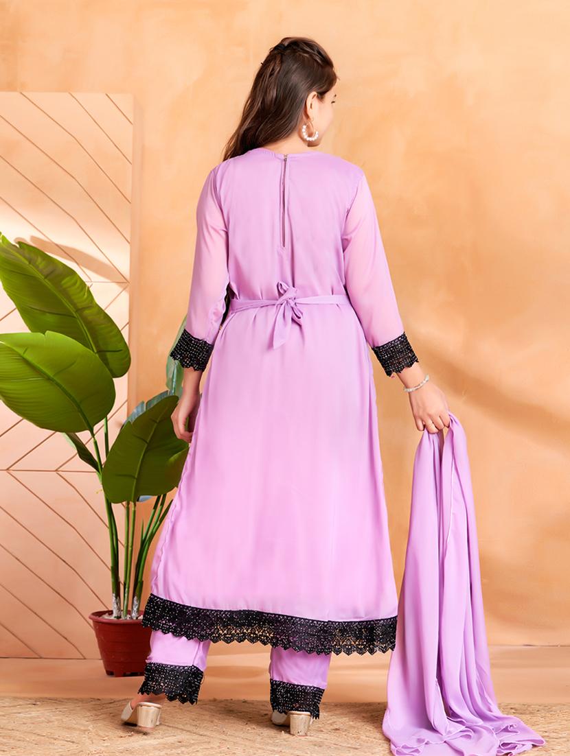girls lace detailed three quarter sleeve suit set - 22012027 - Standard Image - 3