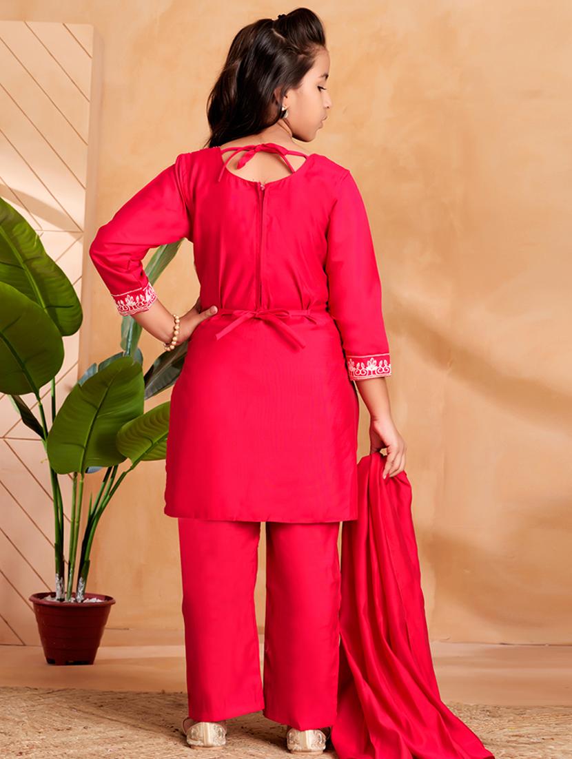 girls embroidered kurta and pant with dupatta - 22012035 - Standard Image - 3