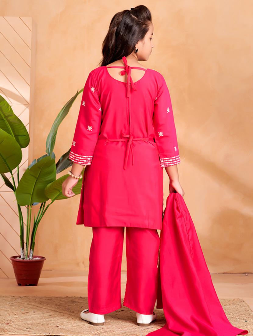 girls embroidered kurta and pant with dupatta - 22012036 - Standard Image - 3