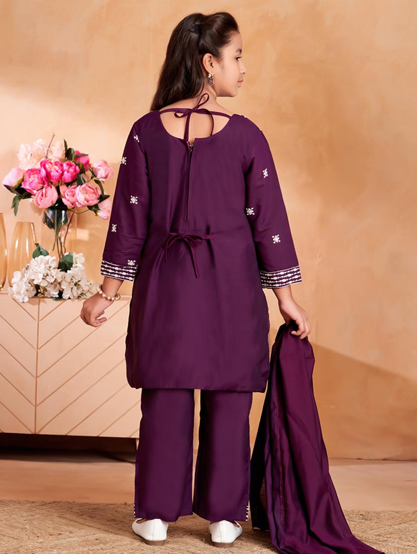 girls embroidered kurta and pant with dupatta - 22012037 - Standard Image - 3