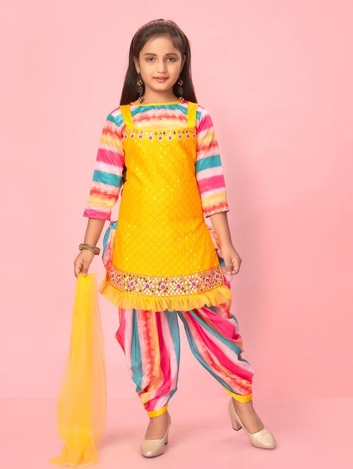 girls embroidered kurta and salwar with dupatta  - 22012039 -  Standard Image - 0