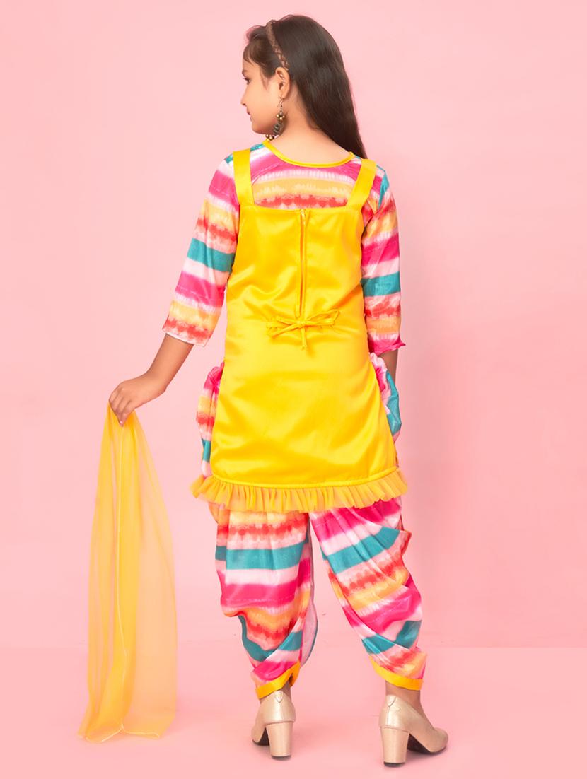 girls embroidered kurta and salwar with dupatta - 22012039 - Standard Image - 3
