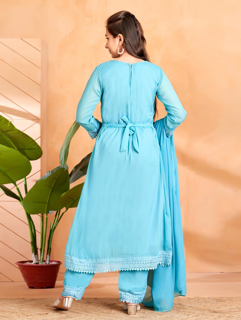 girls embroidered kurta and pant with dupatta - 22012046 - Standard Image - 3